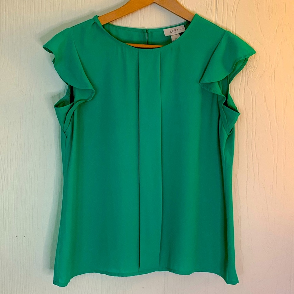Loft Blouse Pleated Front Flowy Sleeves SP